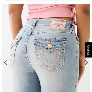 True Religion High Rise Blue and Pink Jeans